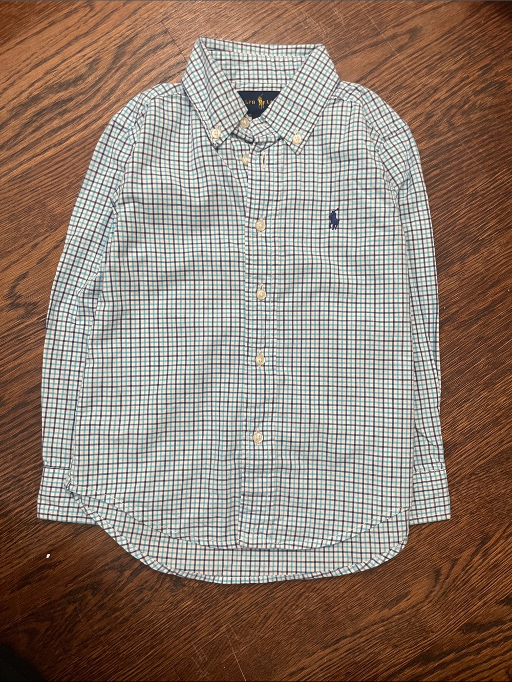 Polo by Ralph Lauren Green and Blue Check Button-Down Shirt